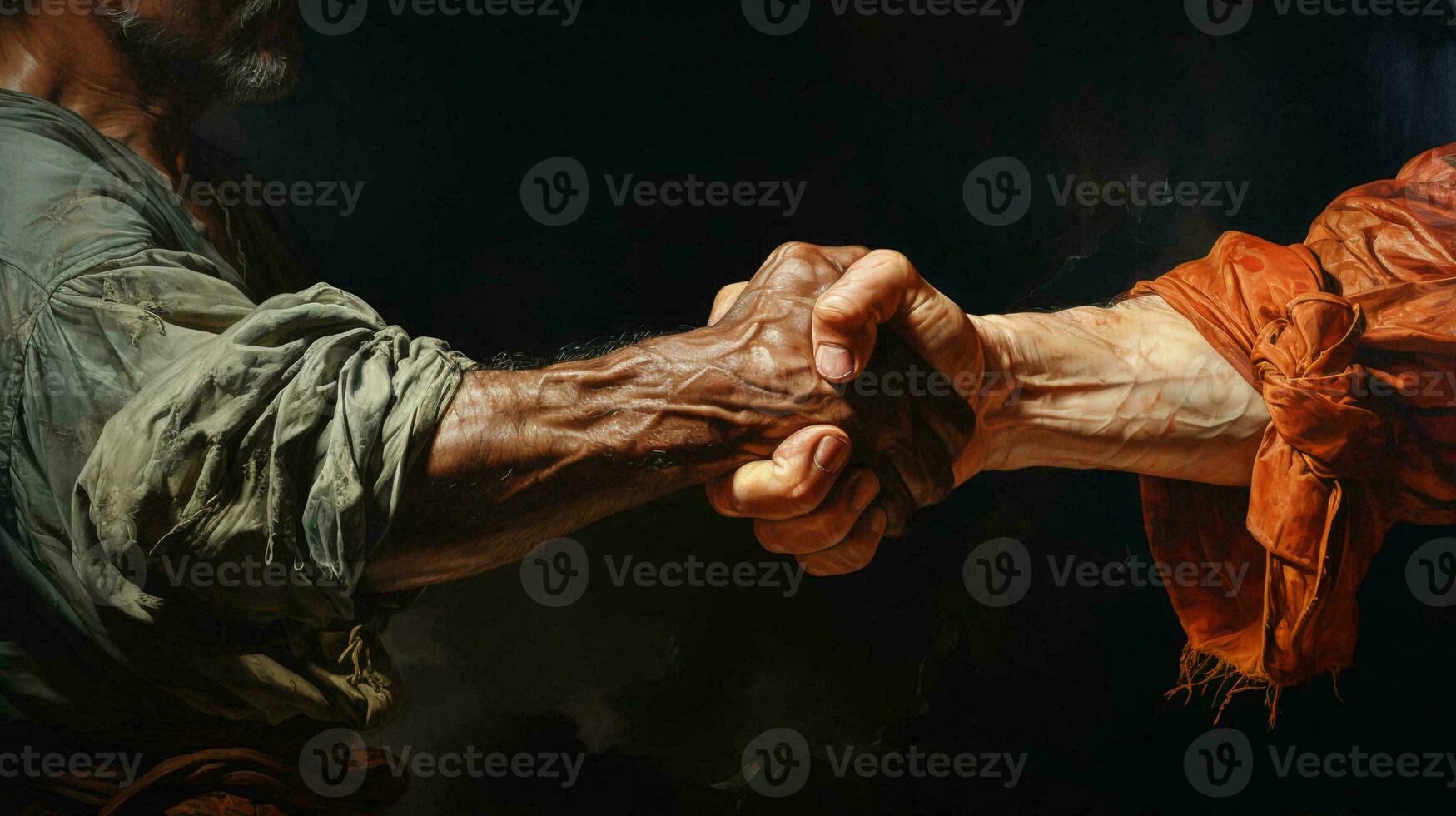 Two hands opposite each other with fists. Concept of struggle and confrontation competition photo