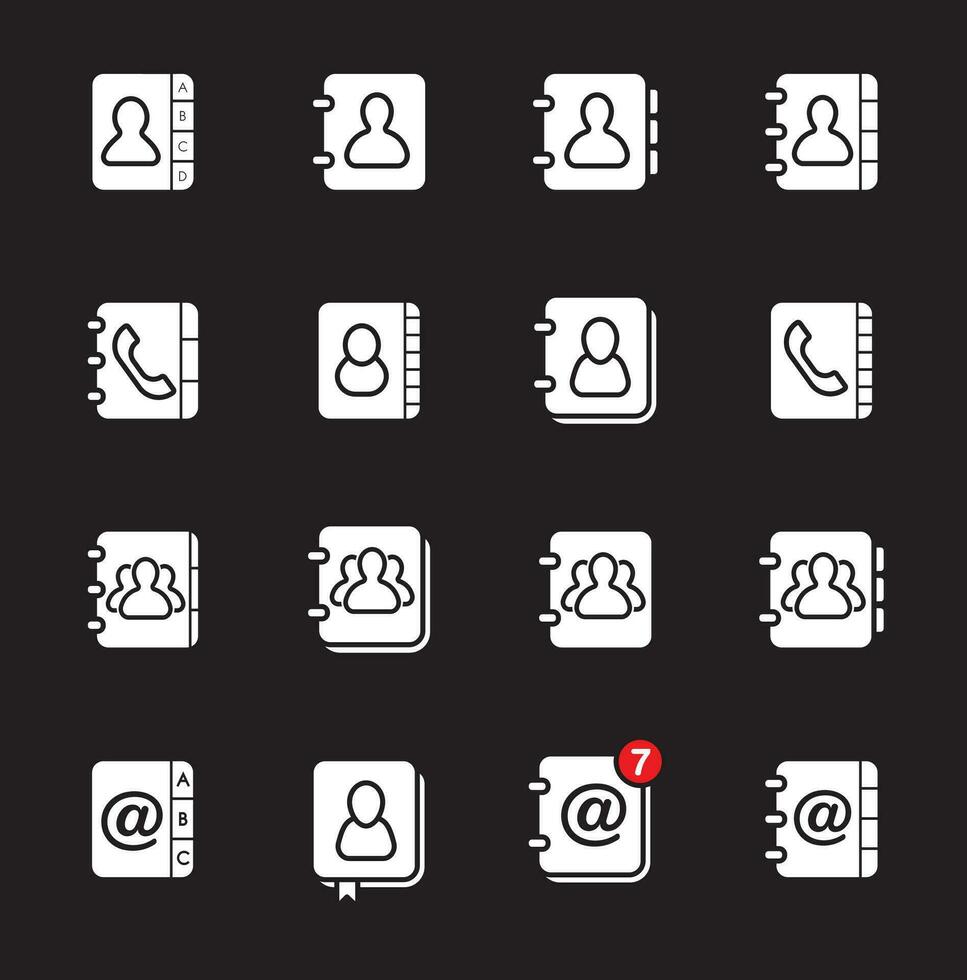 All Kinds of Contact Us Address Book Icons in Vector Isolated for Using in All Purposes Web, Mobile, App Making or Printing