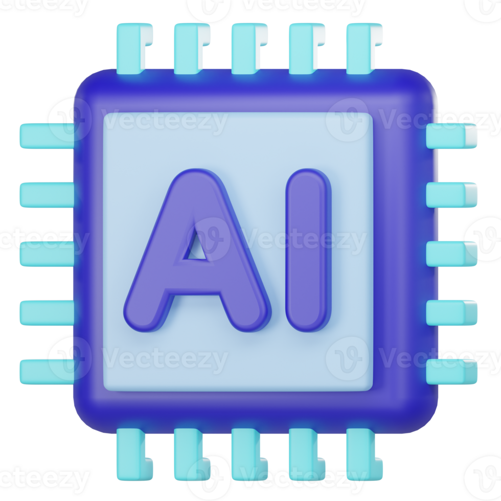 3d artificial intelligence chip icon png