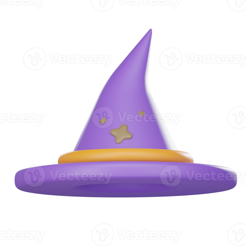 Halloween witch hat 3D rendering png