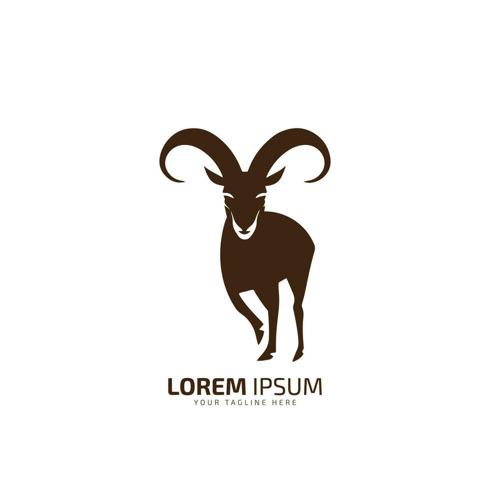 minimal and abstract goat logo icon silhouette vector long horn