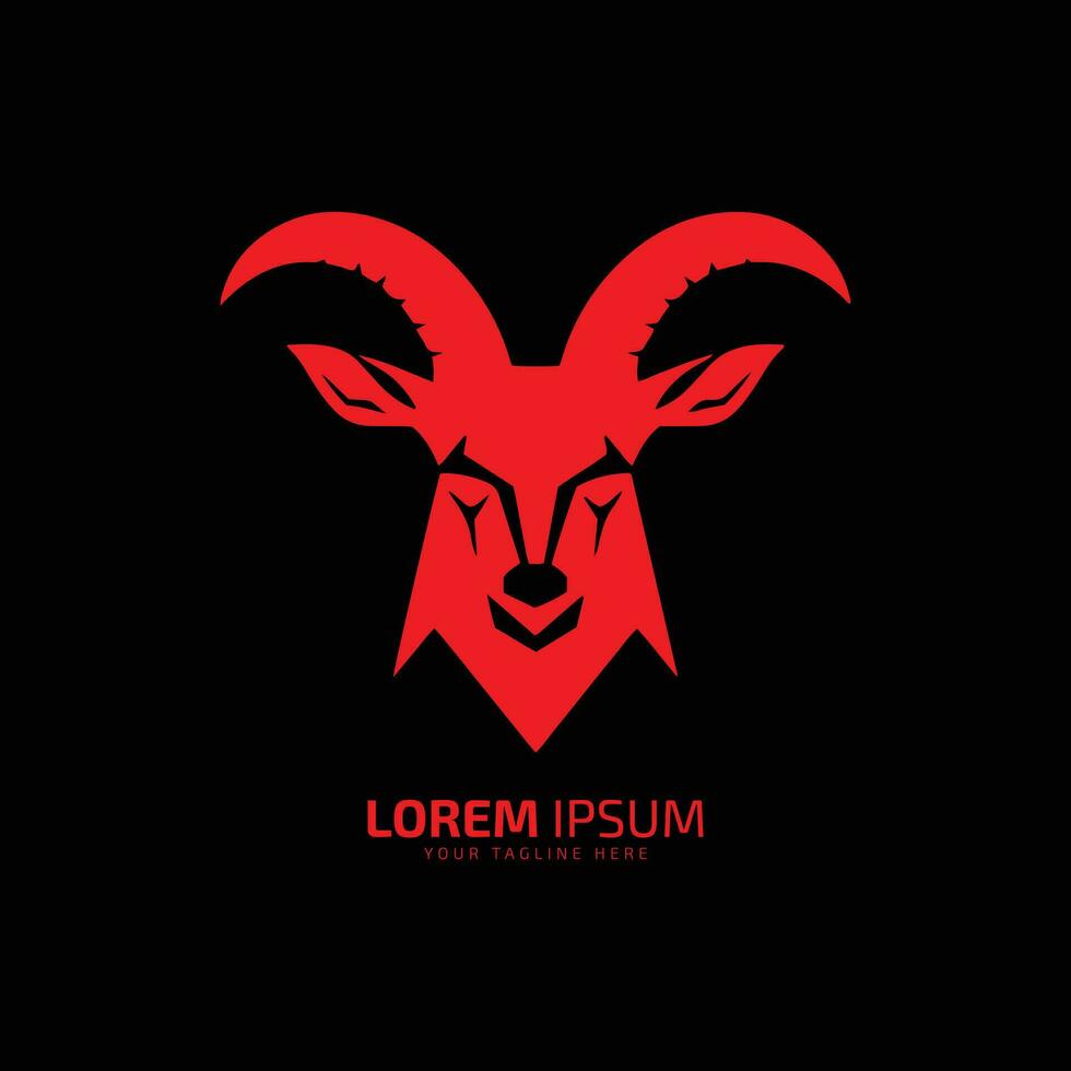 minimal and abstract goat or devil logo icon silhouette vector on dark background