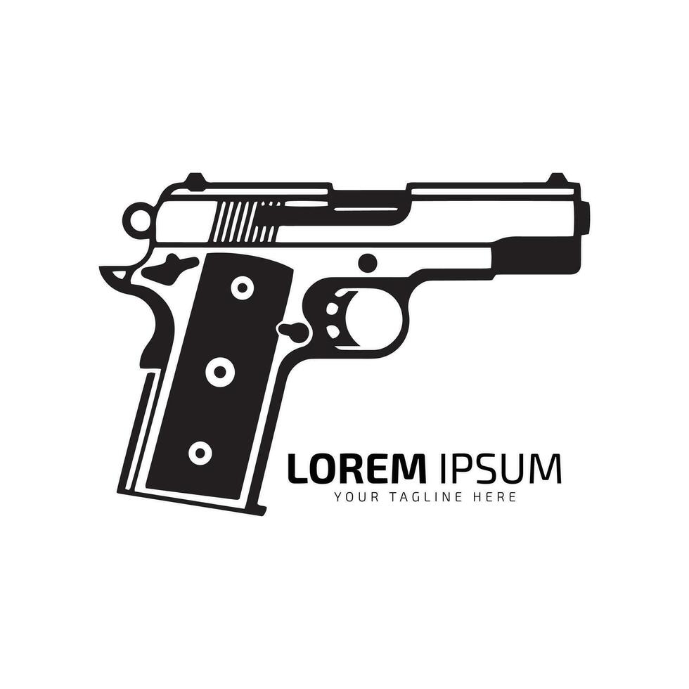 minimal and abstract logo of gun icon pistol vector isolated design