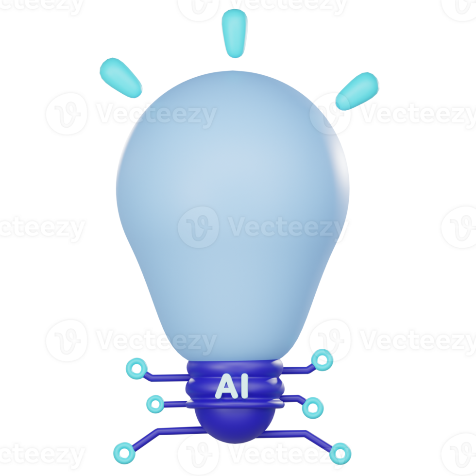 3d artificial intelligence lamp icon png