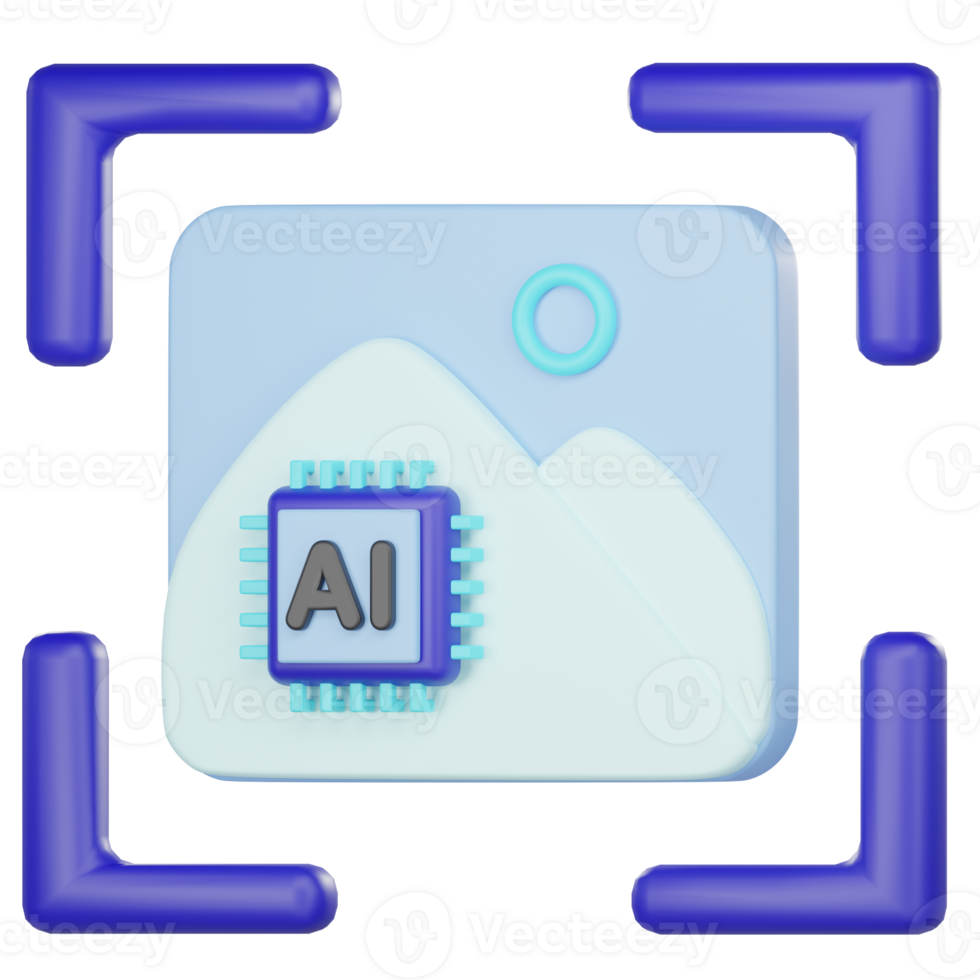 3d artificial intelligence chip photo icon png