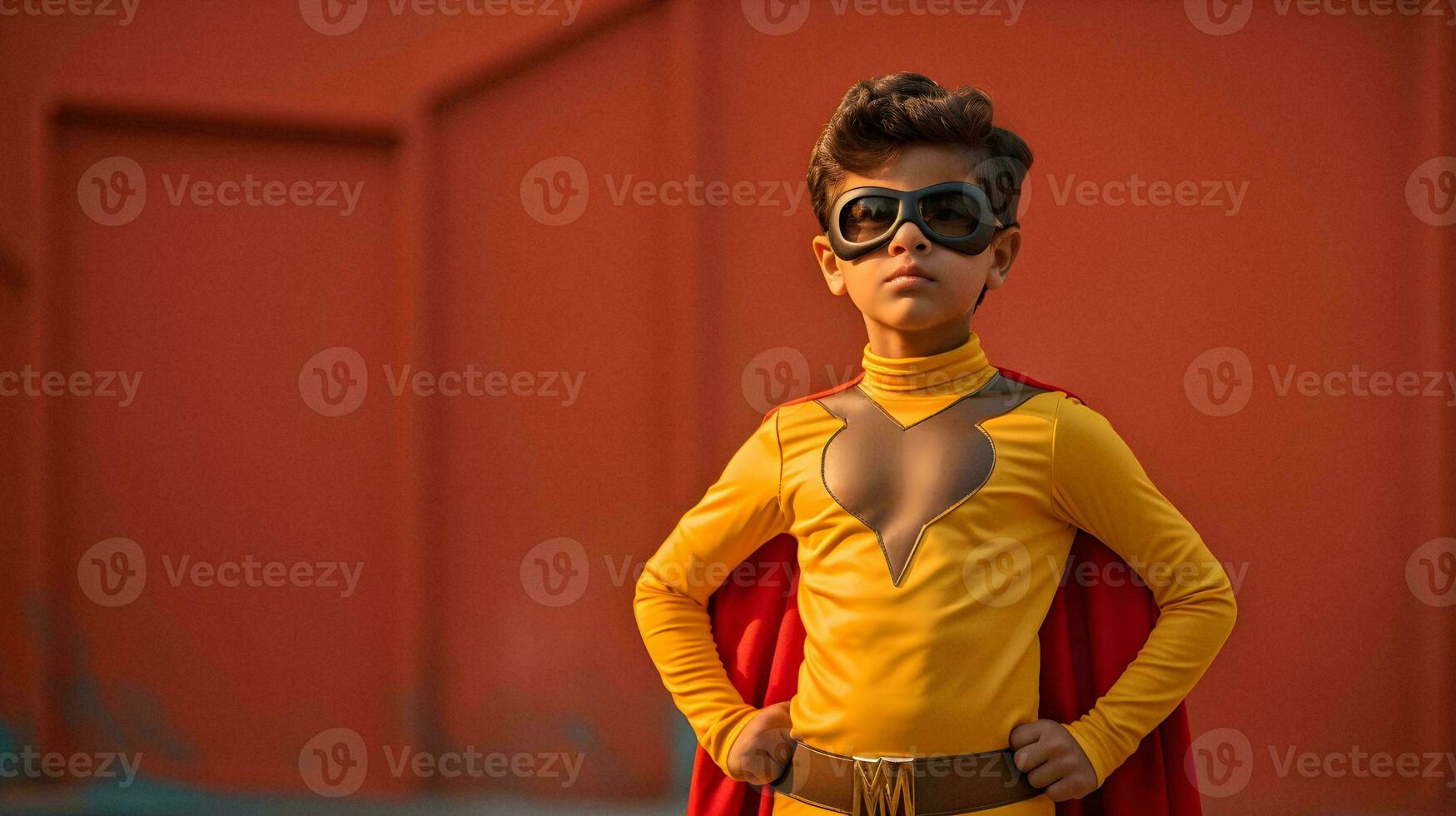 a boy dressed as a superhero  ai generative photo