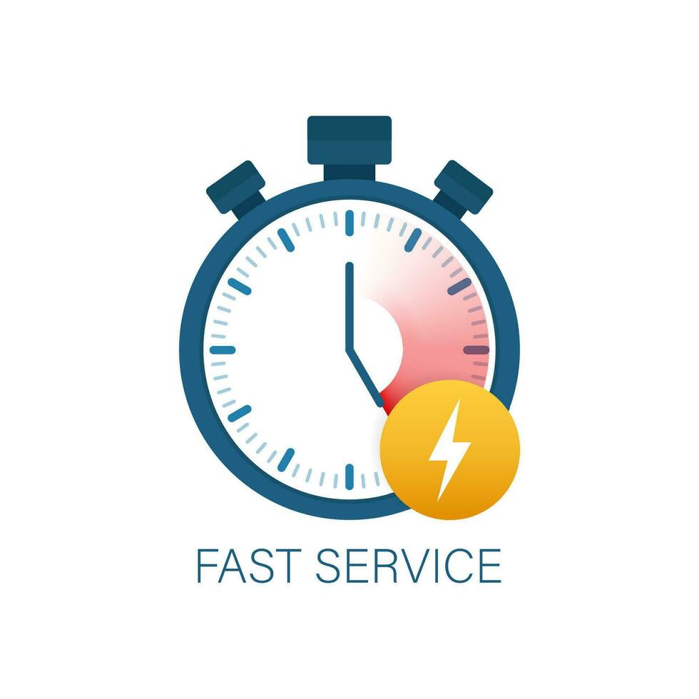 Fast service. Fast delivery icon, timely service, stopwatch. Vector stock illustration