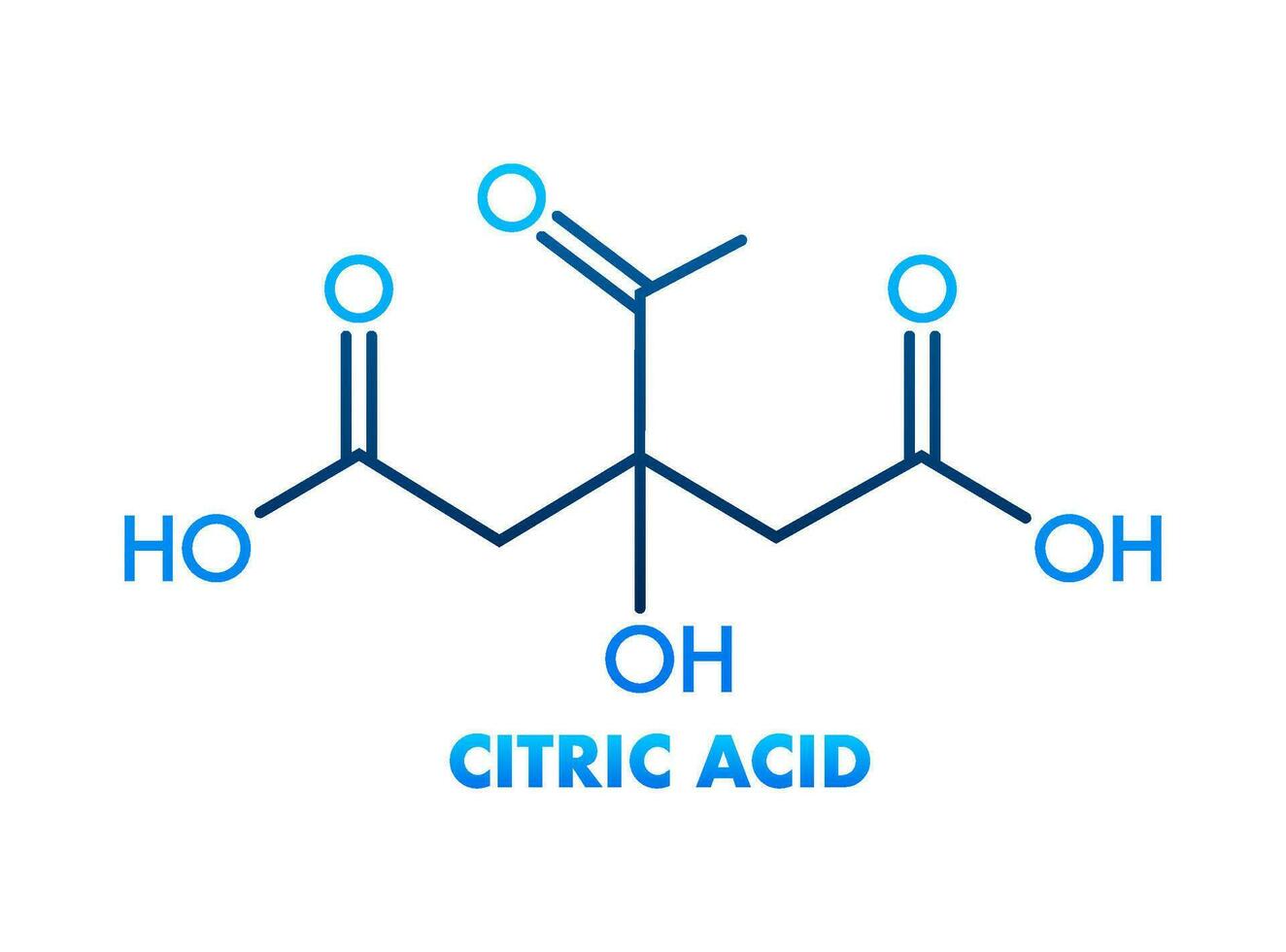Citric acid concept chemical formula icon label, text font vector illustration.