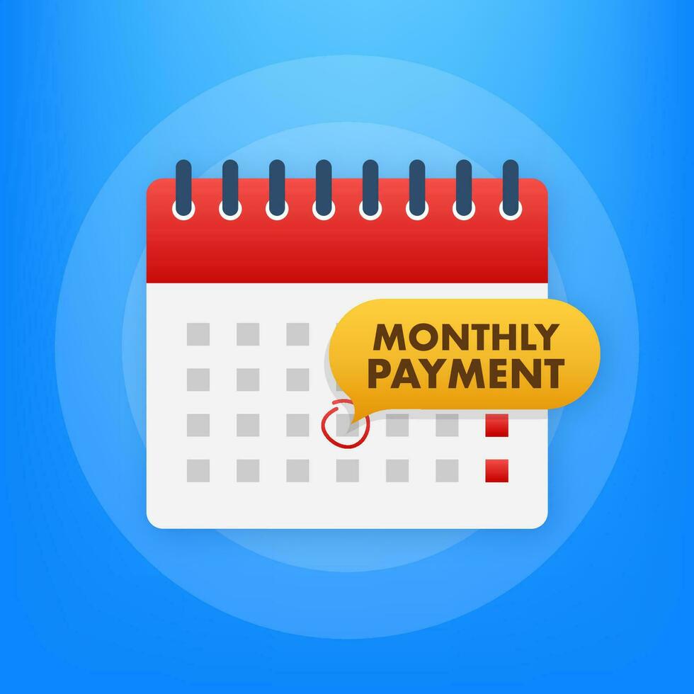 Calendar reminder. Finance isometric. Monthly payment. Vector stock illustration.