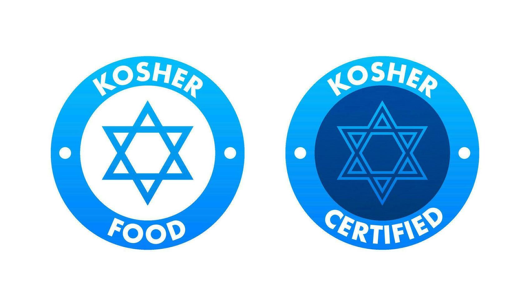 comestible según la ley judía comida producto firmar etiqueta, pegatina. certificado comestible según la ley judía signo. vector valores ilustración
