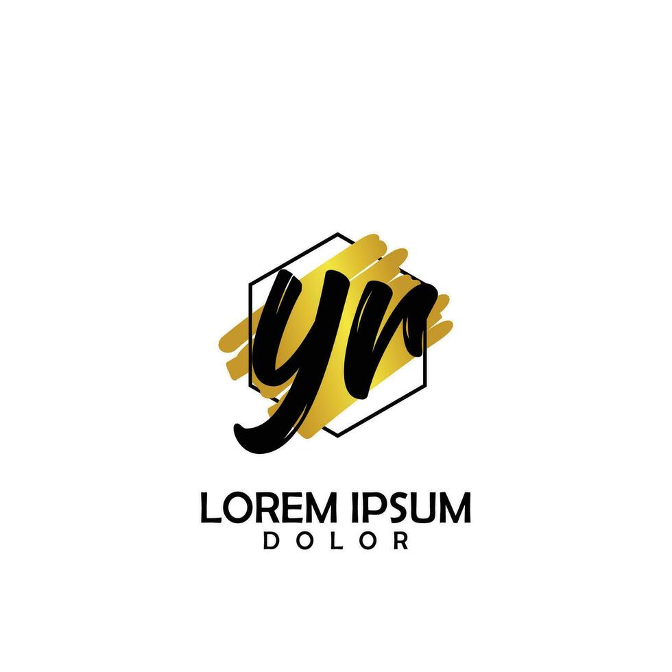 YR Initial Brush In Circle Frame Template Design vector