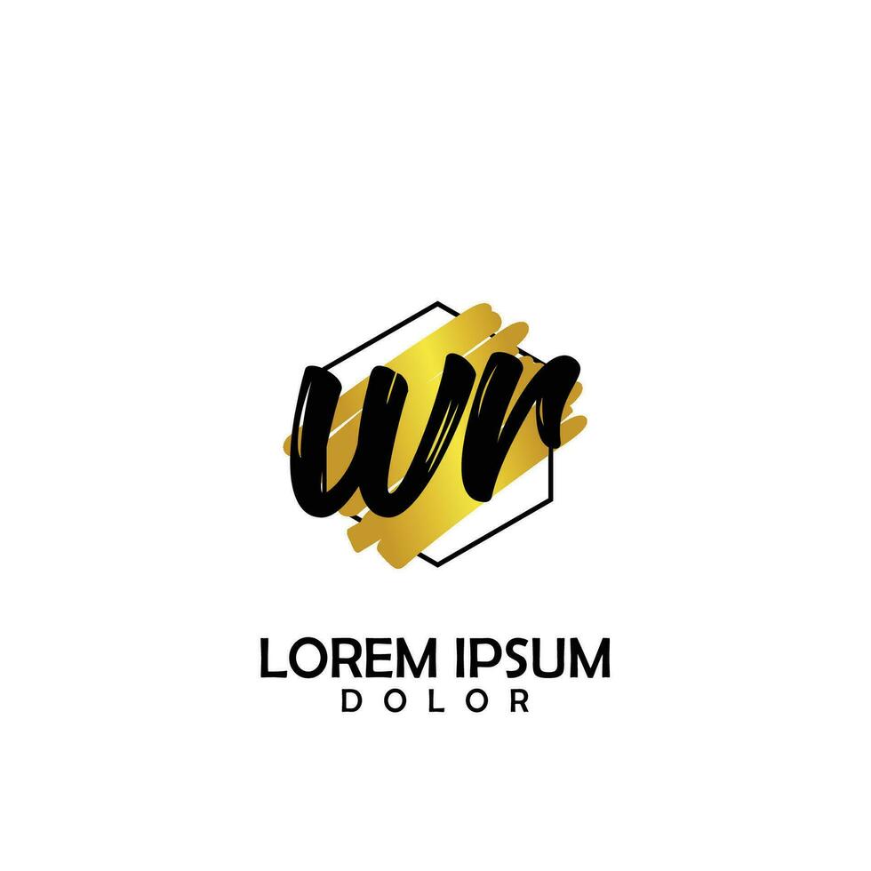WR Initial Brush In Circle Frame Template Design vector