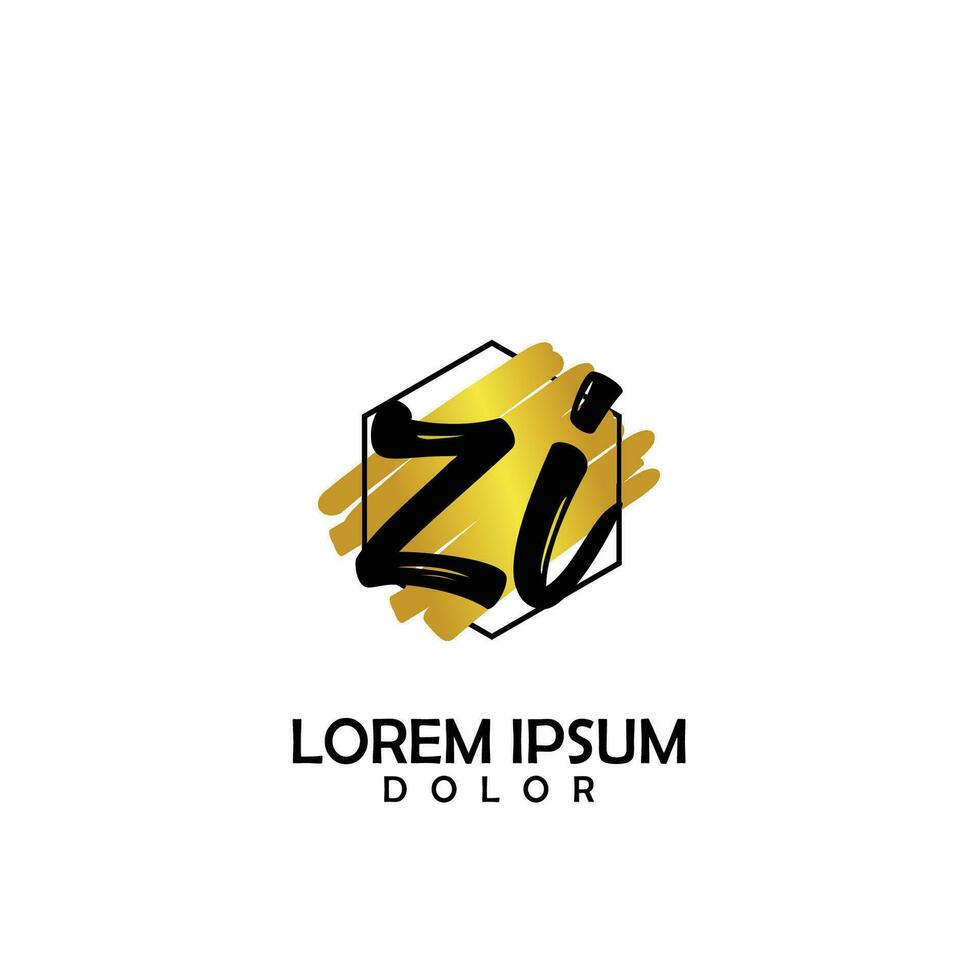 Z Initial Brush In Circle Frame Template Design vector