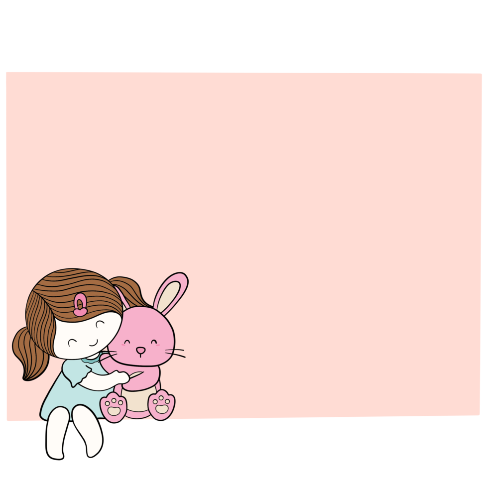 Note paper child and rabbit png