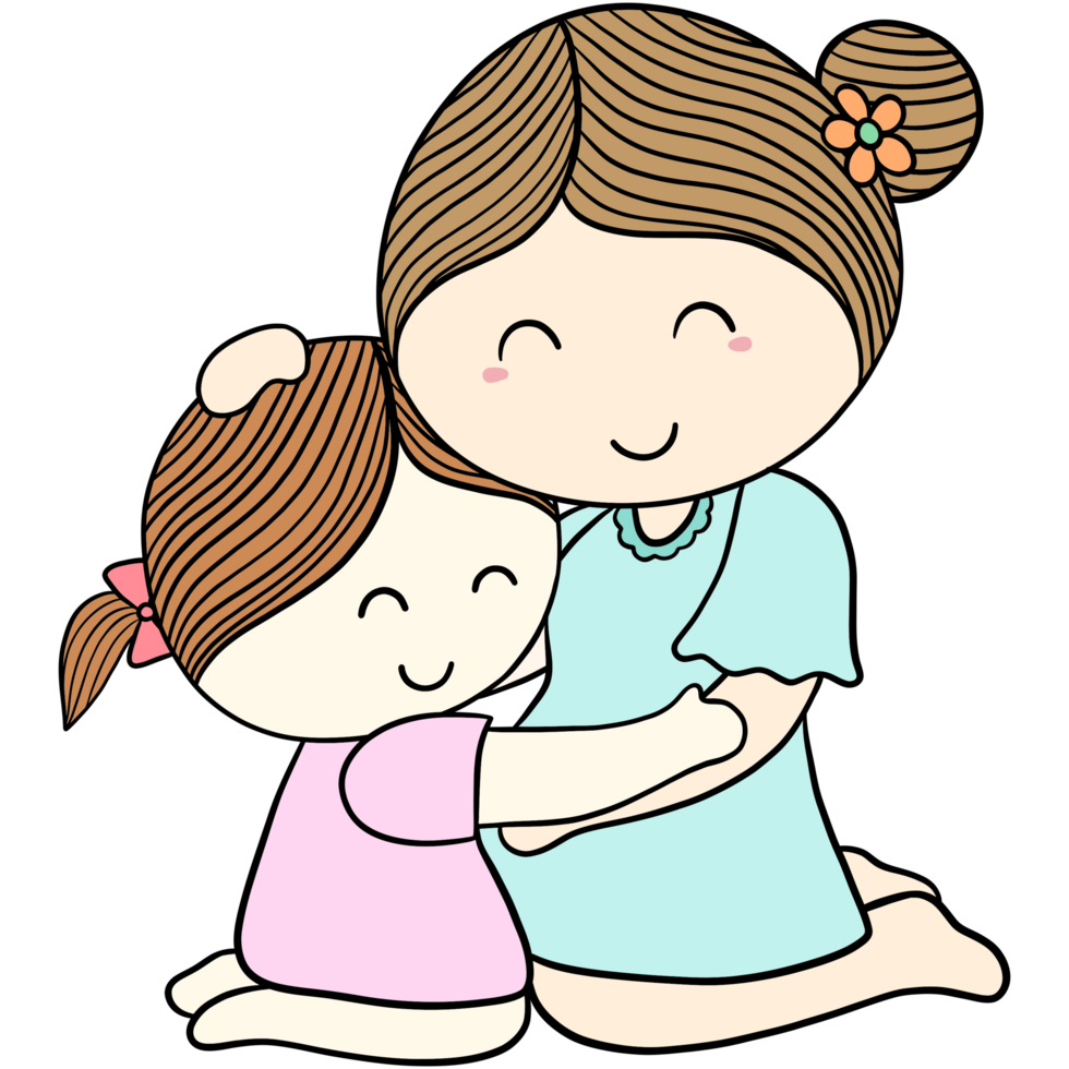 mother hugging child png