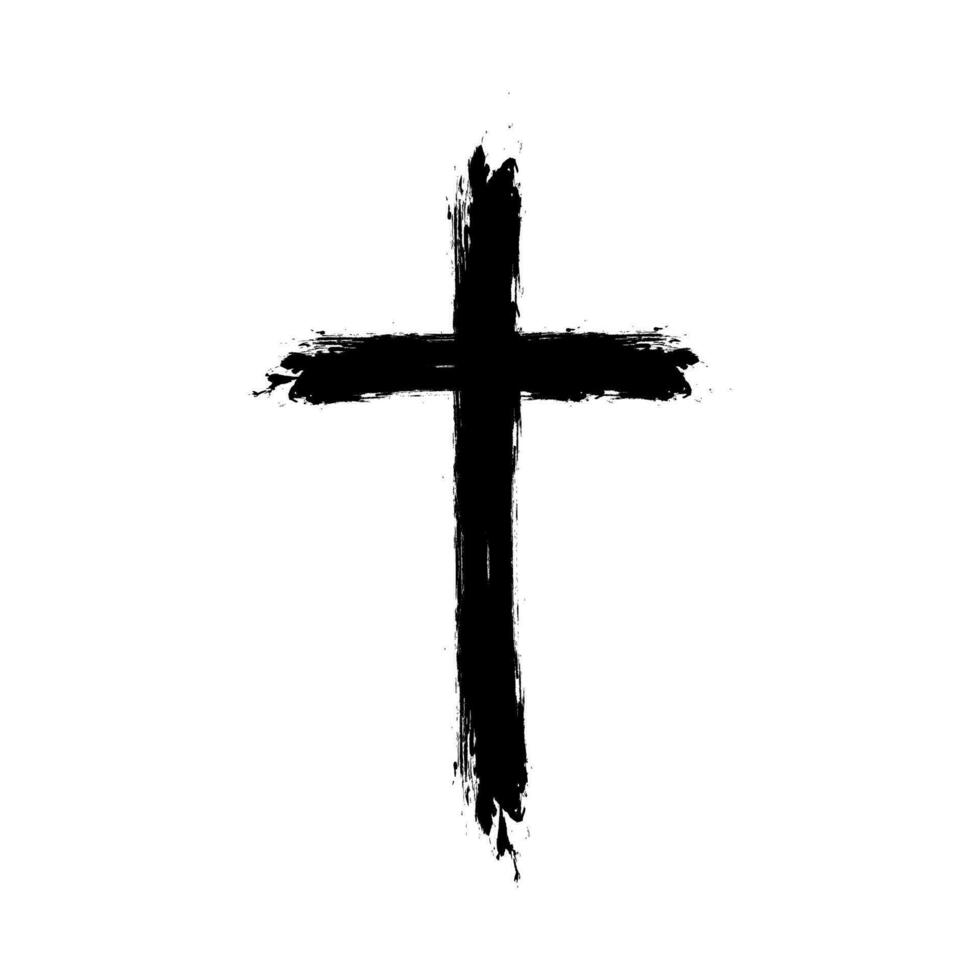 Vector cross silhouette with blood and shadow. Vector stock illustration