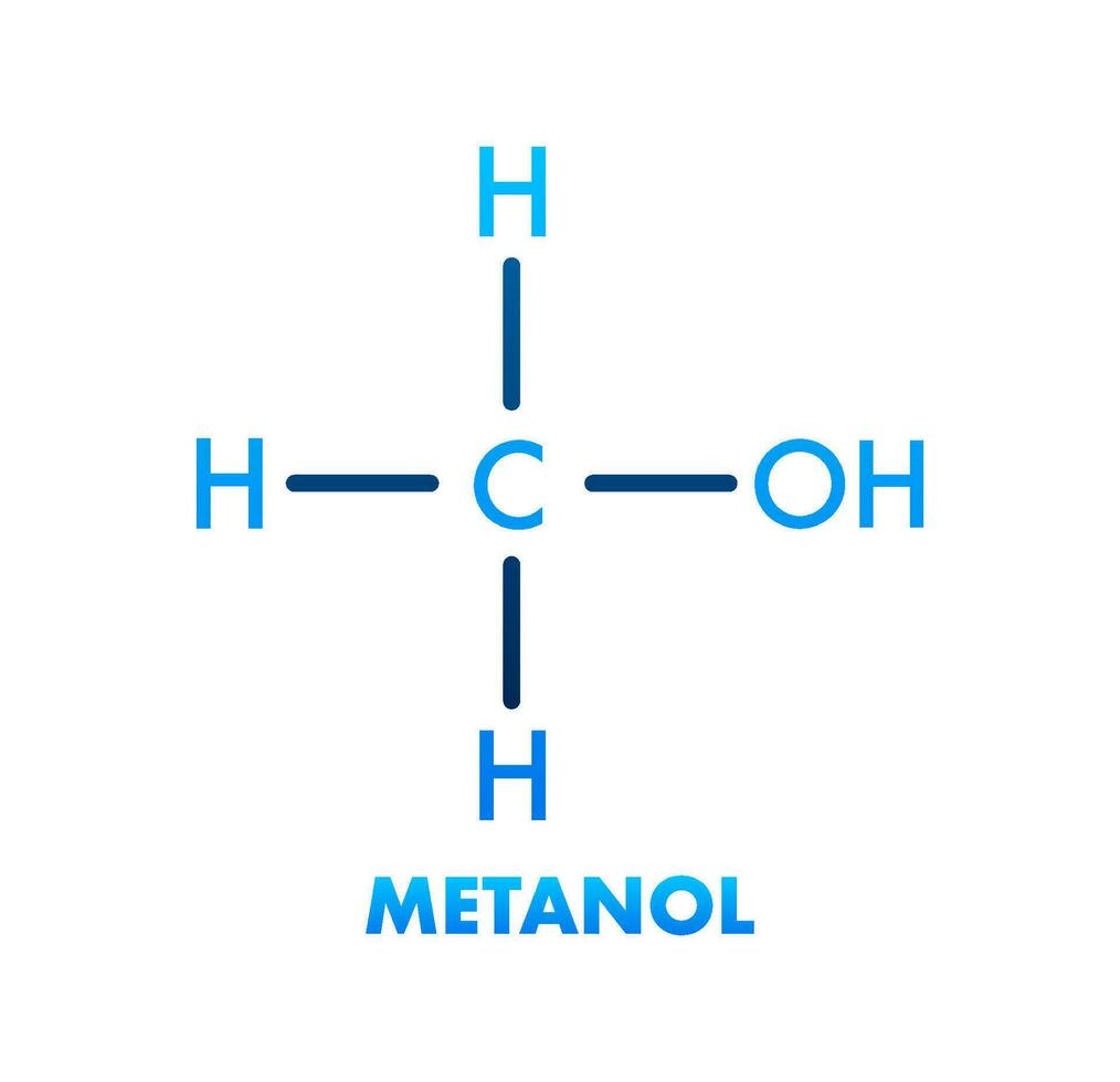 Methanol concept chemical formula icon label, text font vector illustration.
