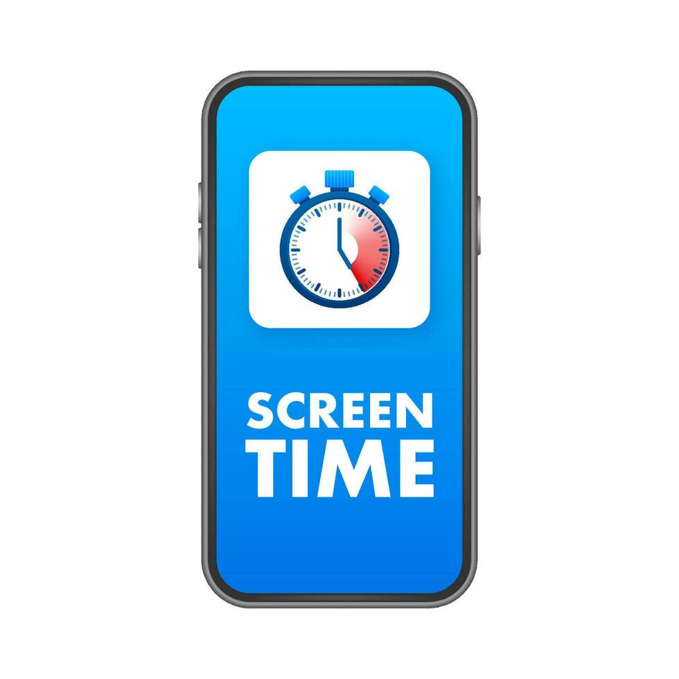Screen time. Time control on smartphone. Vector stock illustration