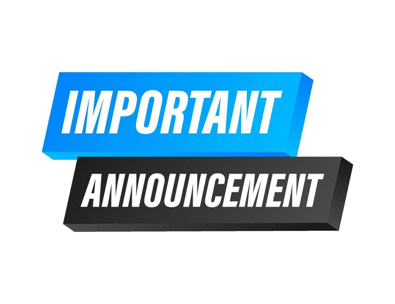 Banner with important announcement. Blue important announcement sign icon. Exclamation danger sign. Alert icon. Vector stock illustration