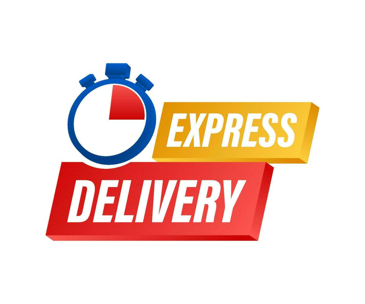 Express delivery service. Fast time delivery order with stopwatch. Vector stock illustration