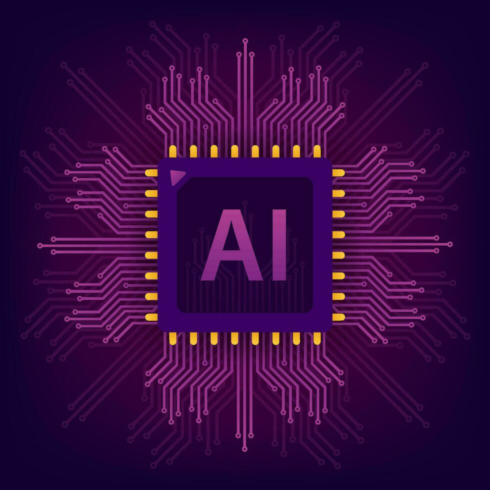 Artificial Intelligence landing page. Ai banner. Website template for deep learning concept. Vector stock illustration