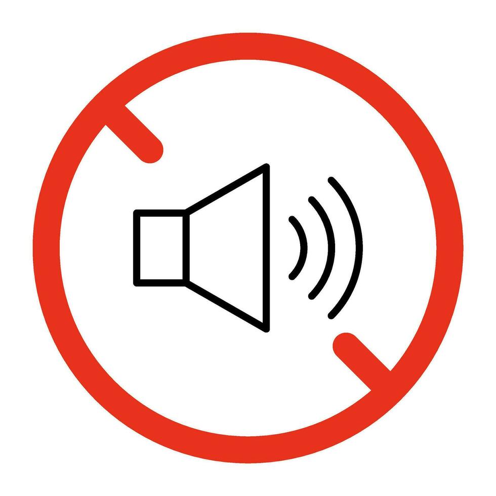 Forbidden music loud sound and noise, ban music sign. Prohibited bell ring symbol. Stop sounding music, restriction sound. Silence icon. Vector symbol