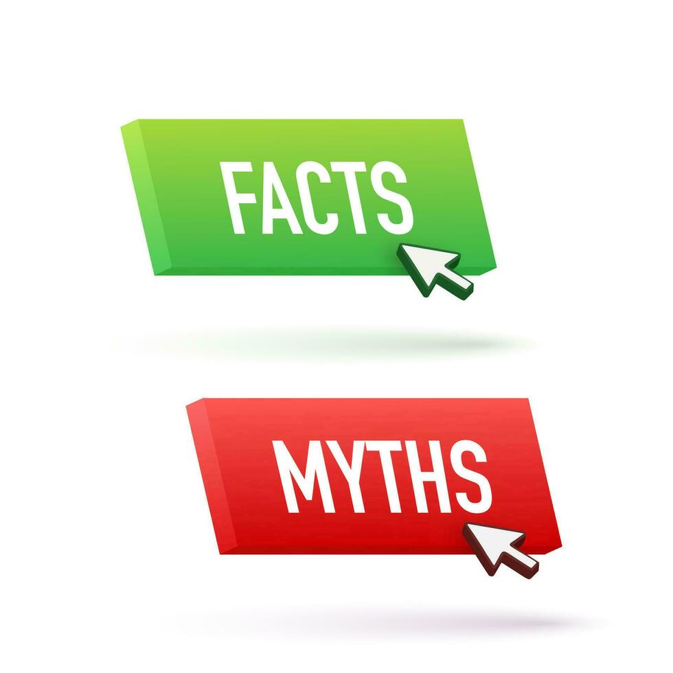 Myths facts button. Facts, great design for any purposes. Vector stock illustration