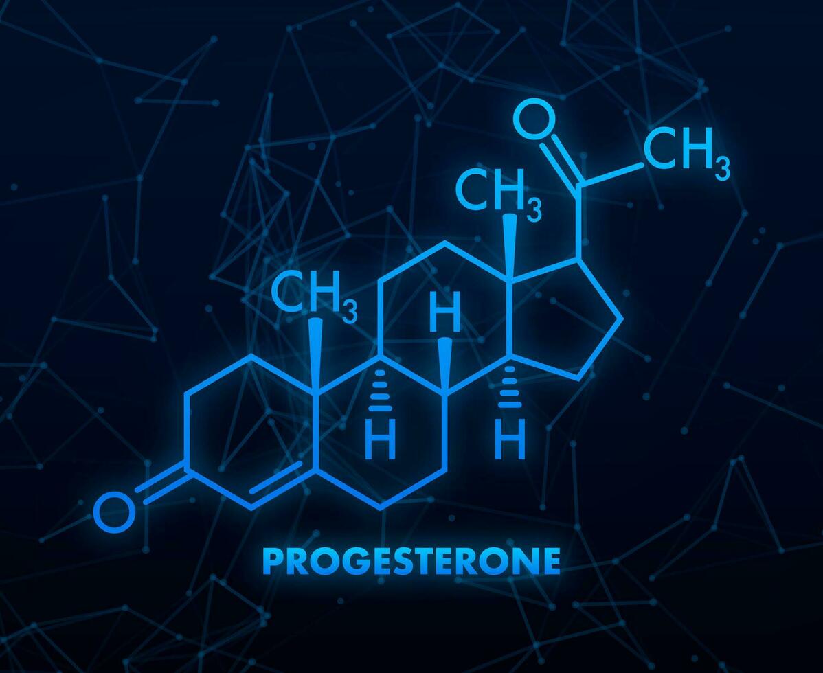 Progesterone female sex hormone molecule. Vector illustration