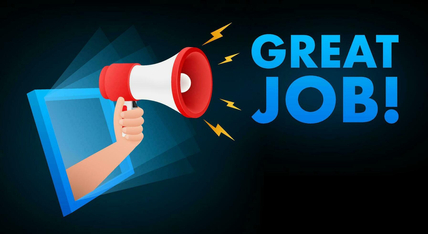 Megaphone with Great job. Megaphone banner. Web design vector