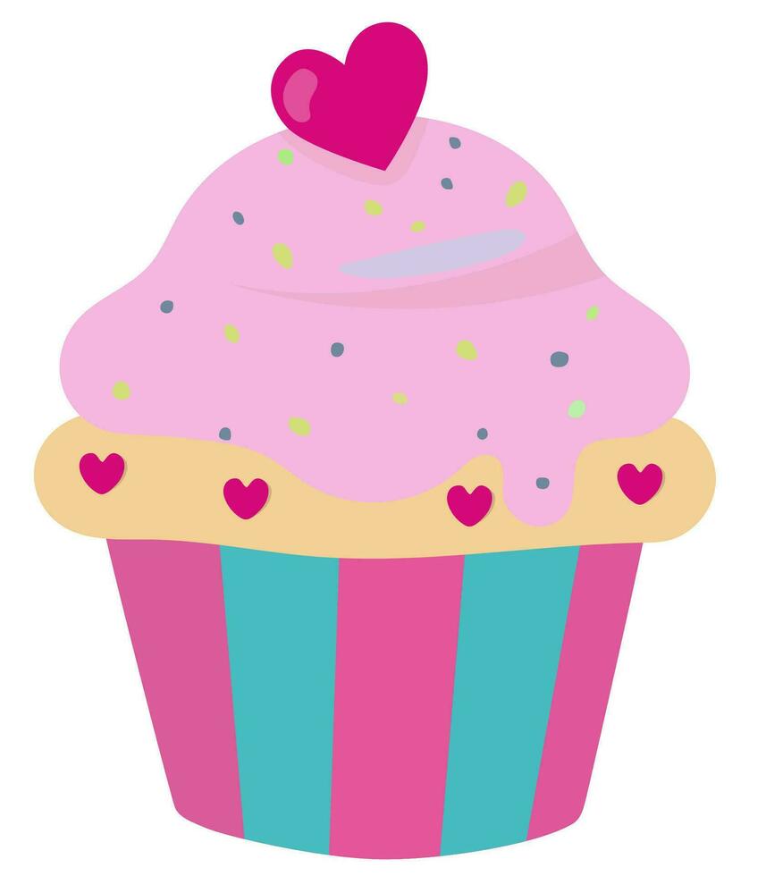 Cupcake vector illustration isolated on white background.