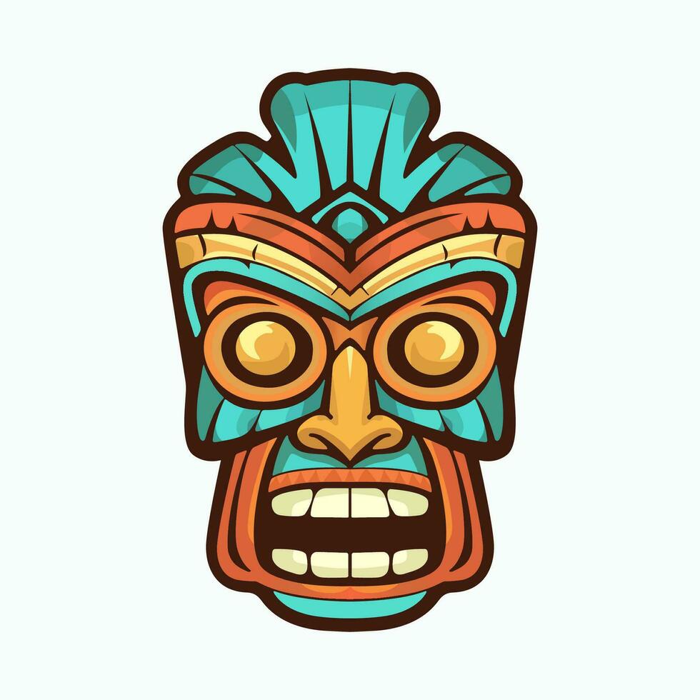 Illustration of tiki mask. Design element for decorations. Simple vector illustration.