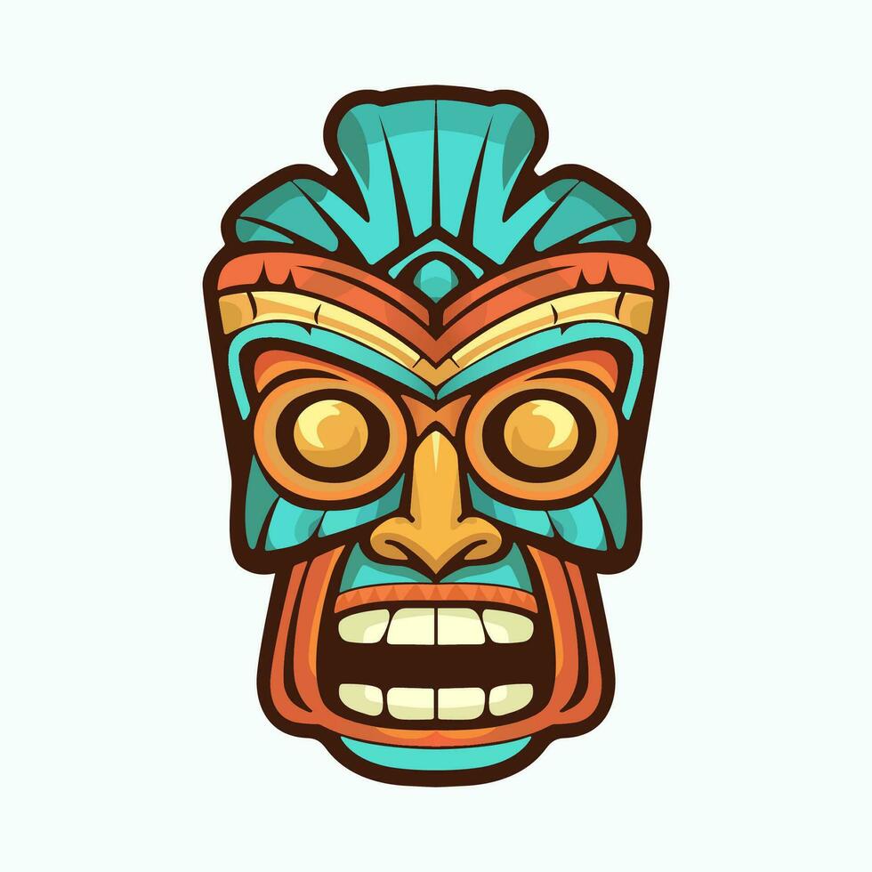 Illustration of tiki mask. Design element for decorations. Simple vector illustration.