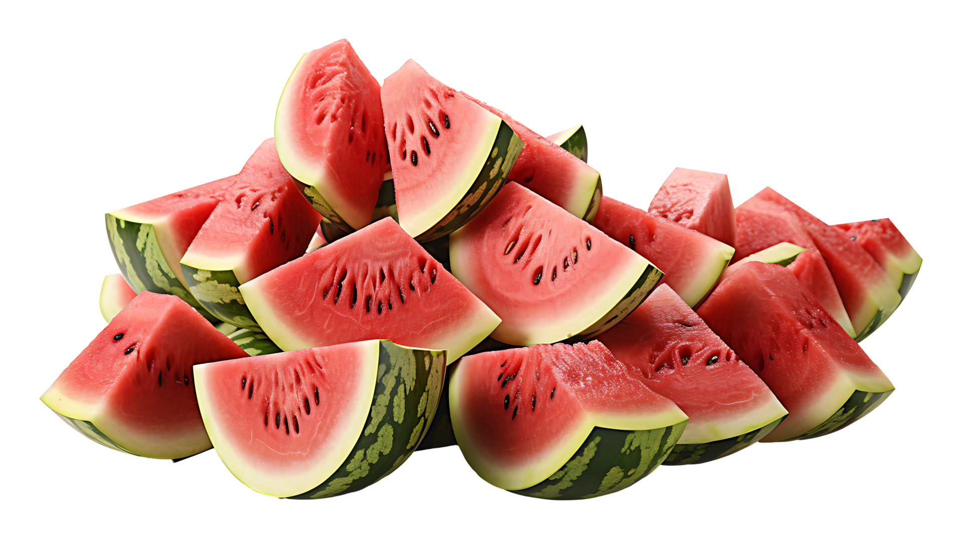 Fresh watermelon fruits slice on transparent background. Watermelon png