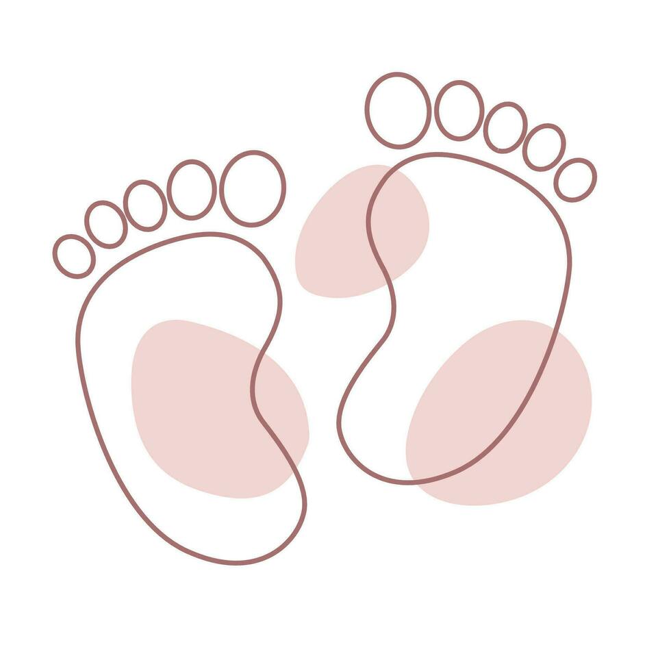 Baby foot print flat colors. vector