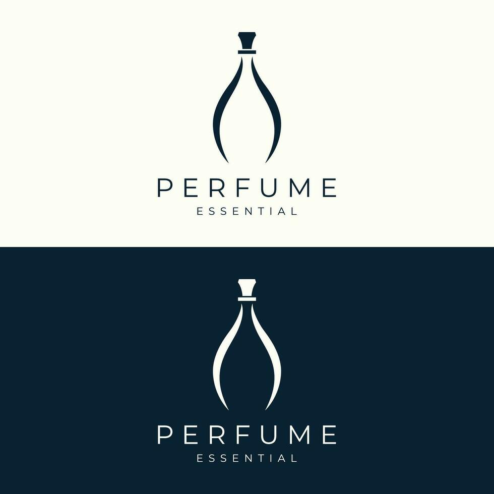 Luxury essence fragrance perfume logo template design isolated background. vector