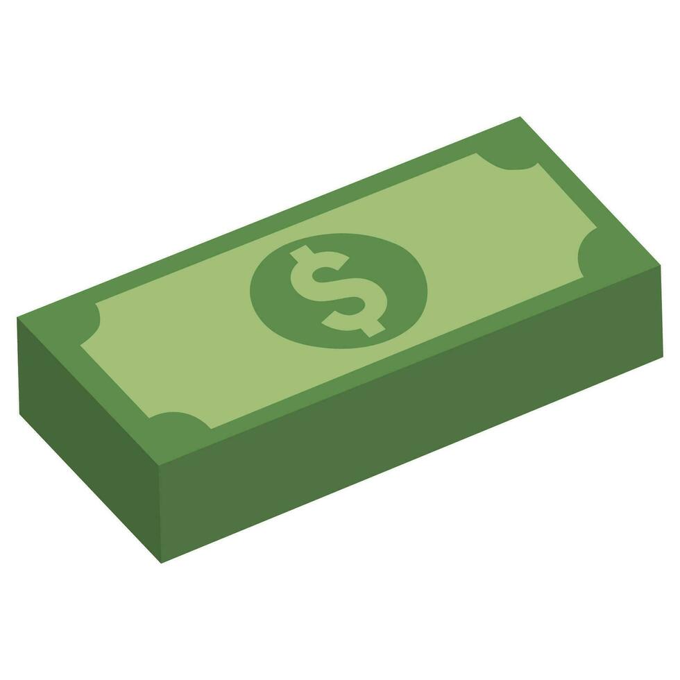 Stack green bill dollar money. vector