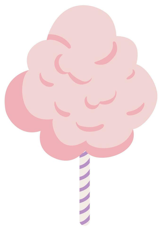 Fluffy cotton candy flat vector illustration.