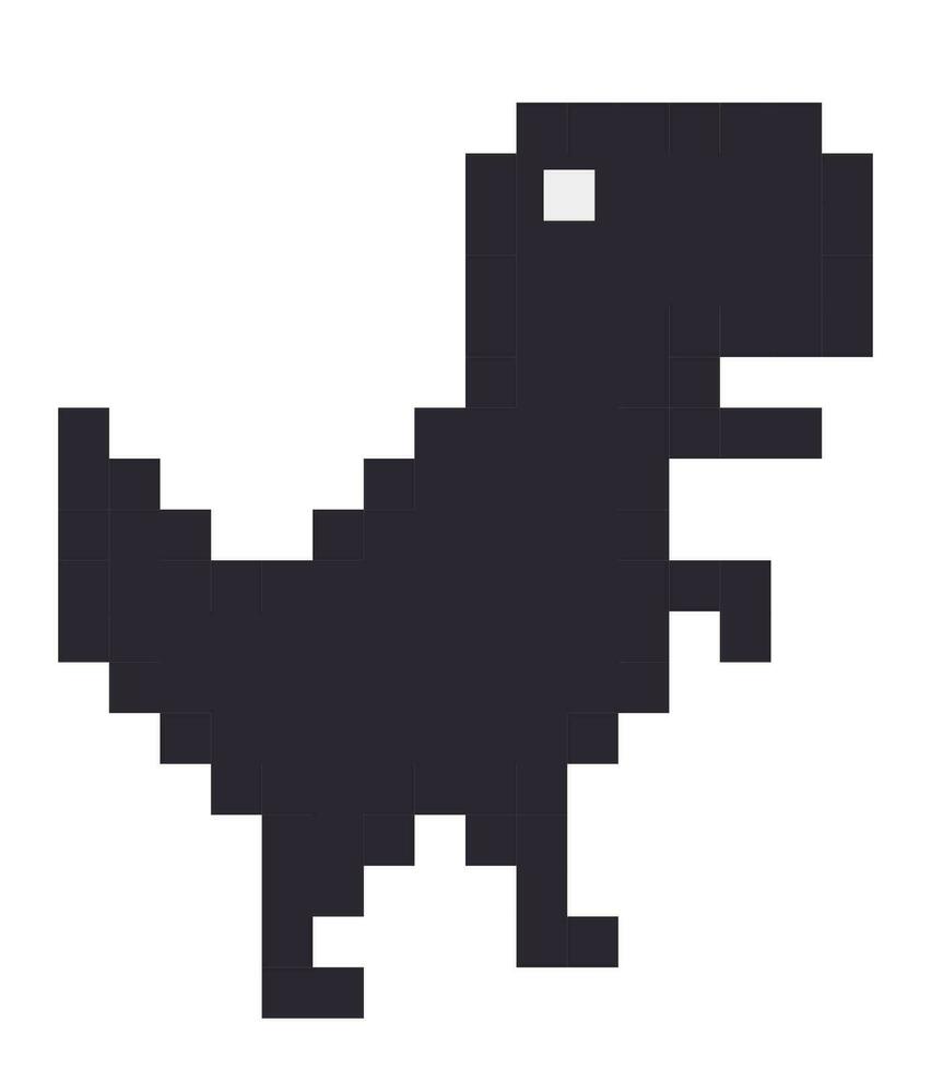 Pixel art dinosaur. Pixel art of a dinosaur icon, offline error for internet. vector