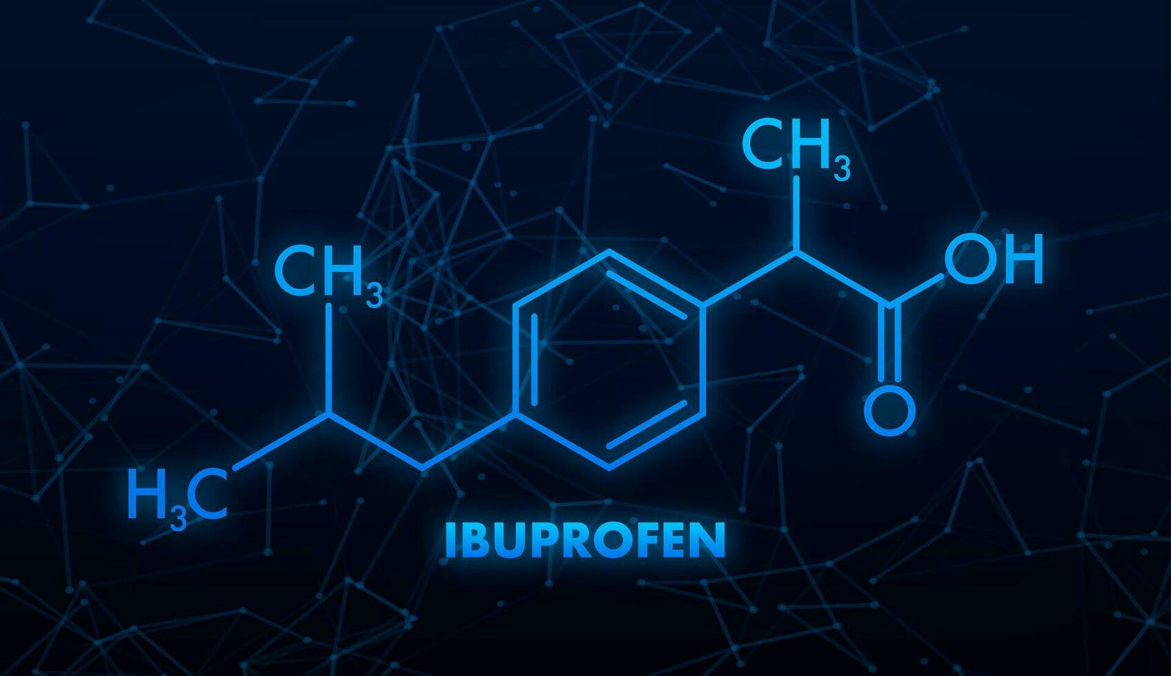Ibuprofen formula. Concept of medicine and pharmacy. Vector