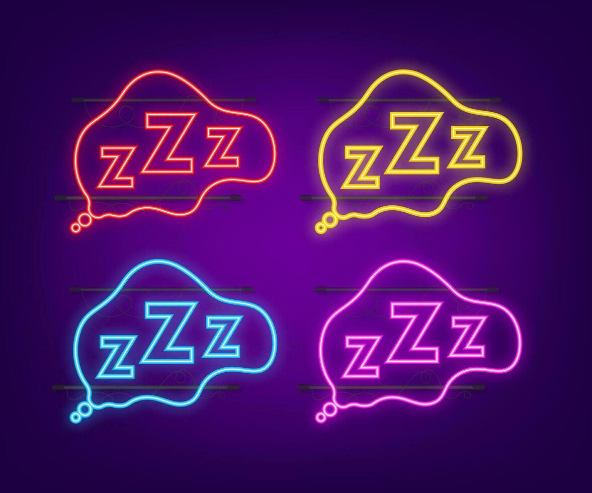 Zzz sign in flat style. Bedtime concept. neon icon. Flat illustration. vector