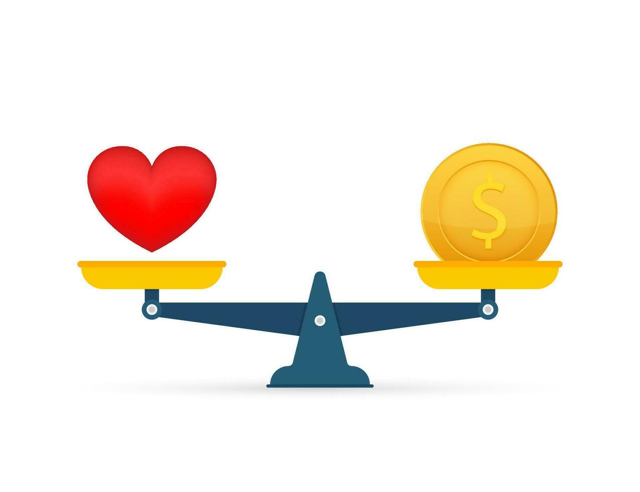 love is money on scales icon. Money and Love balance on scale. Vector stock illustration.