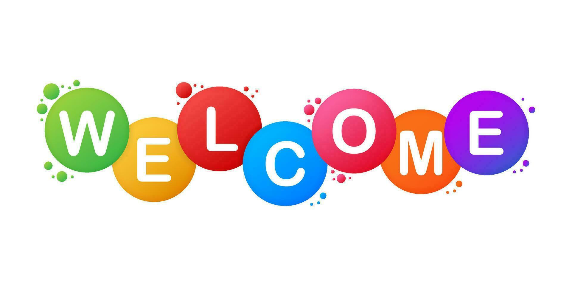 The word Welcome. Vector banner with the text colored rainbow. Vector illustration.