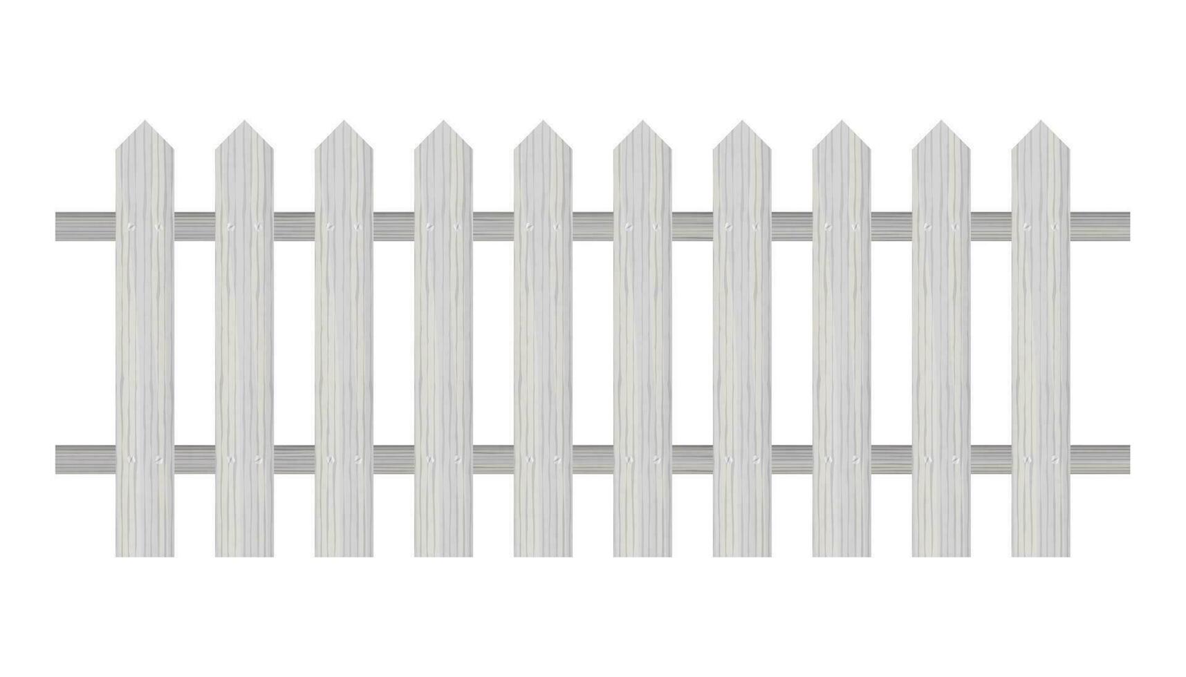 Picket fence, wooden textured, rounded edges Vector illustration