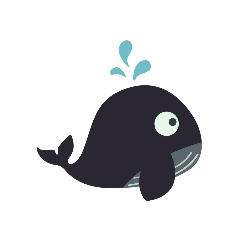 Whale underwater flat illustration animal vector. vector