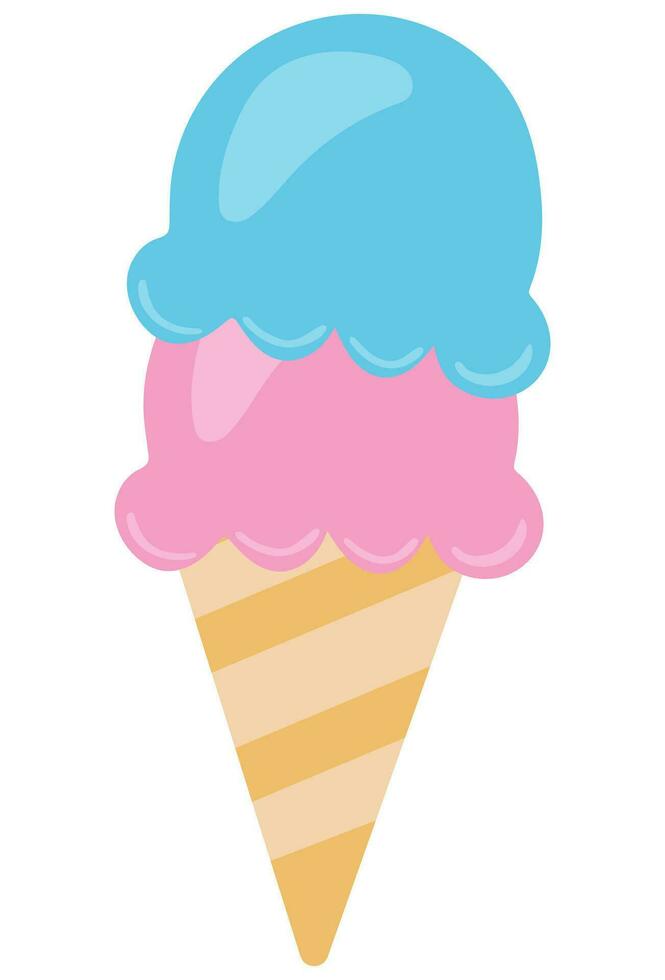Ice cream in a waffle cup. vector