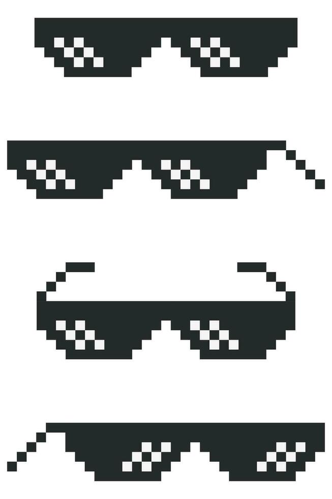 Pixel glasses in black and white. Vector illustration.