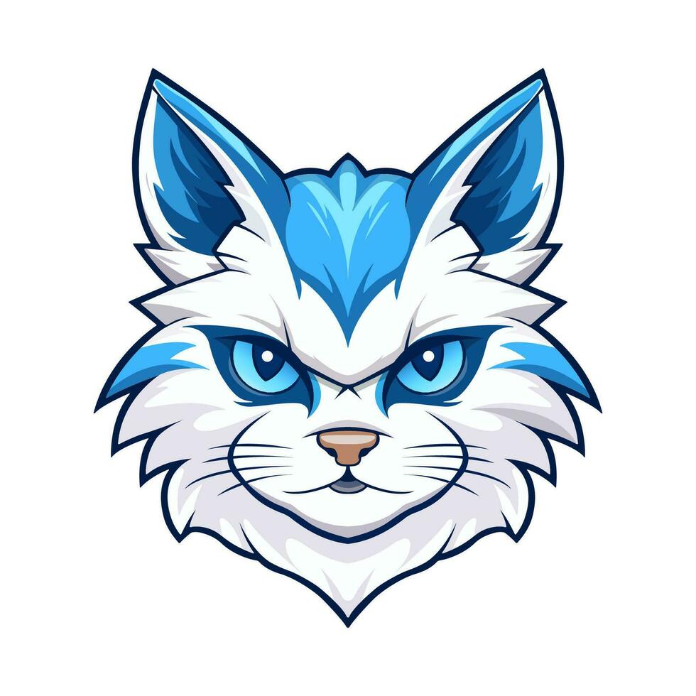 A mascot logo of a blue cat isolated white background. vector