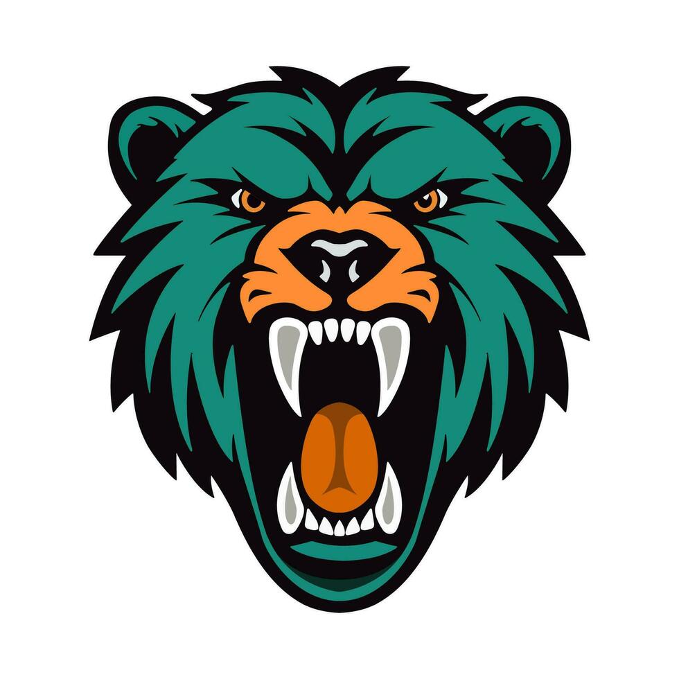 Green bear head logo. mascot creative design. vector