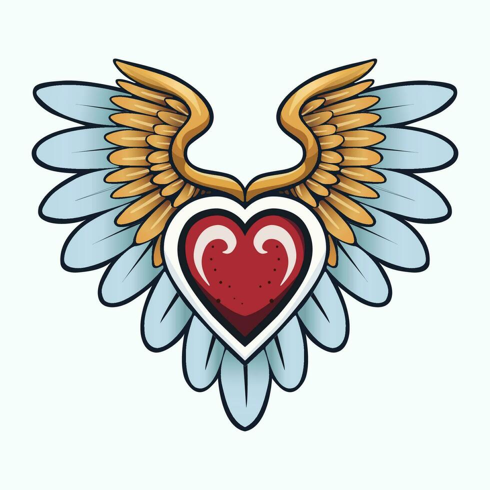 Heart with wings basic logo vector isolated on white background