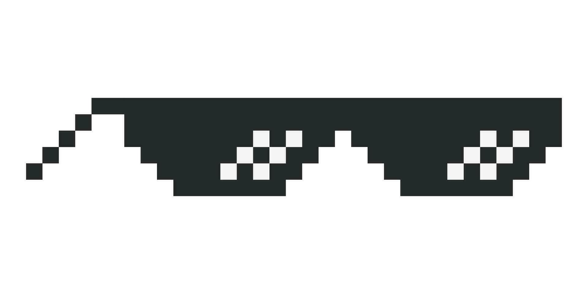 Pixel glasses in black and white. Vector illustration.